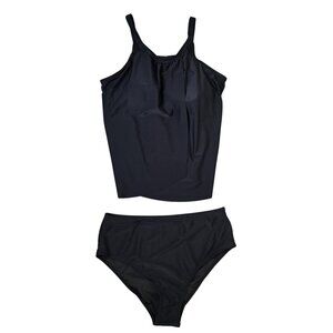 NWOT | Black Tankini Swimsuit High Waisted Tummy Control 2 Piece | XXL